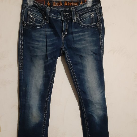 Rock Revival Women's Embellished Pat Straight Jeans in Size 26 - Picture 2 of 11